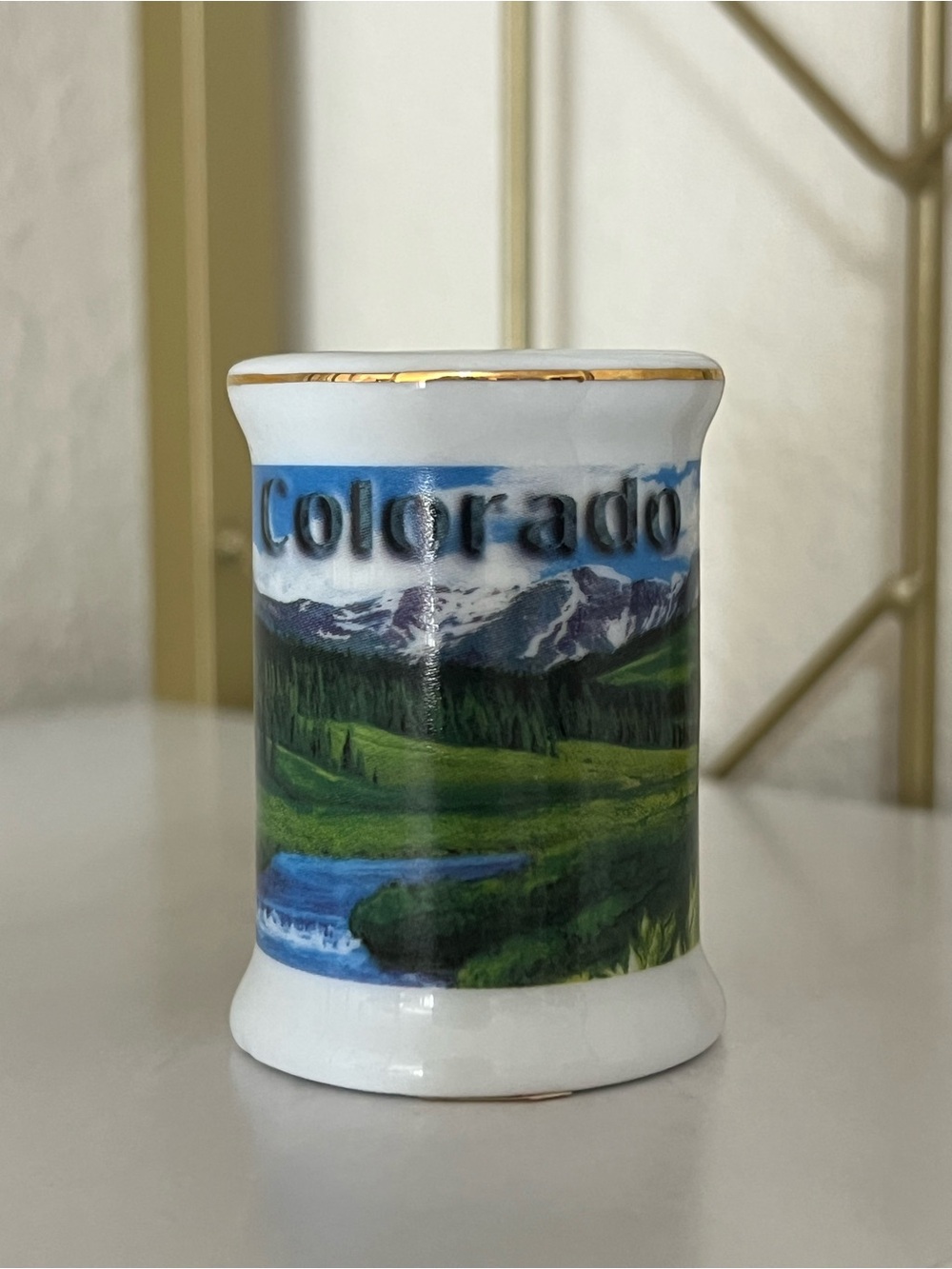 Colorado Scenic Porcelain Toothpick Holder - Scenic Mountain View